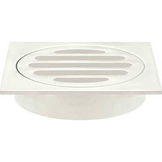 Meir-Square-Floor-Grate-Shower-Drain-80mm-Outlet---Brushed-Nickel