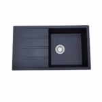 Modern National Dello Single Bowl With Drainer Black Finish - 860x500x210