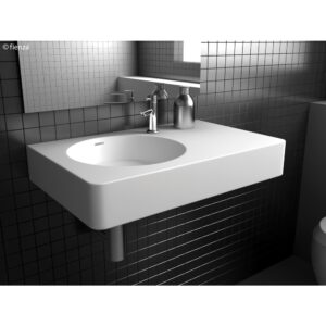 ENCANTO 700 Solid Surface Wall-Hung Basin, Left-Hand Bowl with Overflow
