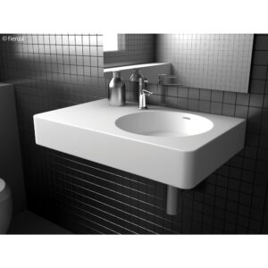ENCANTO 700 Solid Surface Wall-Hung Basin, Right-Hand Bowl with Overflow