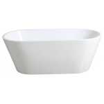 1390x715x585mm Ovia Oval Bathtub Freestanding Acrylic GLOSSY White Bath tub NO Overflow