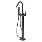 Modern National Star Round Floor Mixer with Hand Shower Matte Black