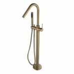 Modern National  Star Round Floor Mixer with Hand Shower Brushed Bronze