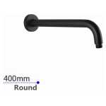 Aquaperla Round Black Stainless Steel Wall Mounted Shower Arm 400mm