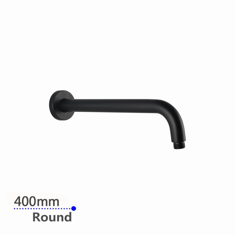 Aquaperla Round Black Stainless Steel Wall Mounted Shower Arm 400mm