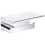 Nero Bianca Toilet Paper Holder with Phone Shelf Chrome
