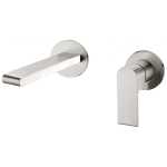 Nero Bianca Wall Basin Mixer Separate Back Plate Brushed Nickel
