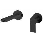 Nero Bianca Wall Basin Mixer Separate Back Plate Matte Black