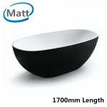 1700x810x590mm Stella Oval Bathtub Freestanding Acrylic Matt Black & Matt White Bath tub NO Overflow