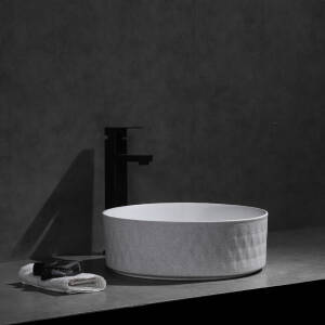 Ovia Claya Art Diamond Matt White Textured Above Counter Basin 360mm