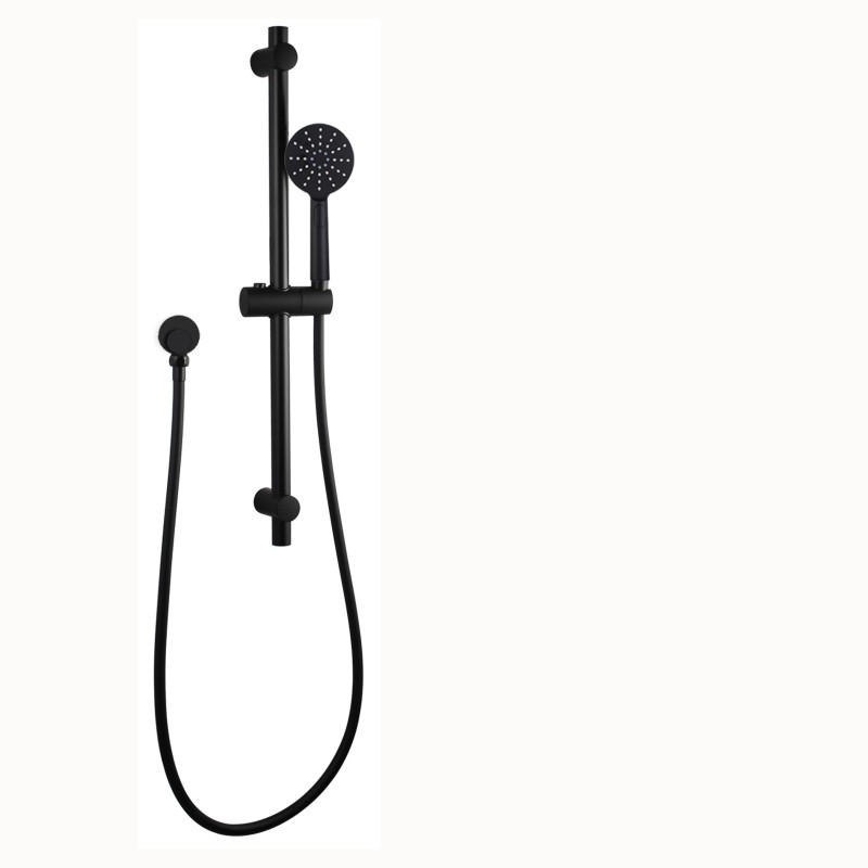 Aquaperla Round Black 3 Functions Handheld Shower Set With Rail Wall Mounted