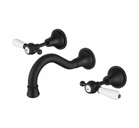 Modern National Bordeaux Wall Bath Set Matte Black
