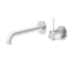 Nero Mecca Wall Basin Mixer Sep Back Plate Handle Up 185mm Spout Brushed Nickel