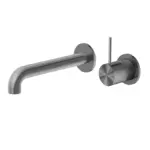 Nero Mecca Wall Basin Mixer Sep Back Plate Handle Up 185mm Spout Gun Metal