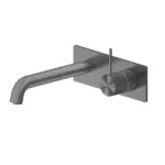 Nero Mecca Wall Basin Mixer Handle Up 185mm Spout Gun Metal