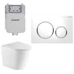 Geberit Sigma 8 Aluca Rimless  Tornado In Wall Cistern Toilet Suite with White Button Chrome Trim