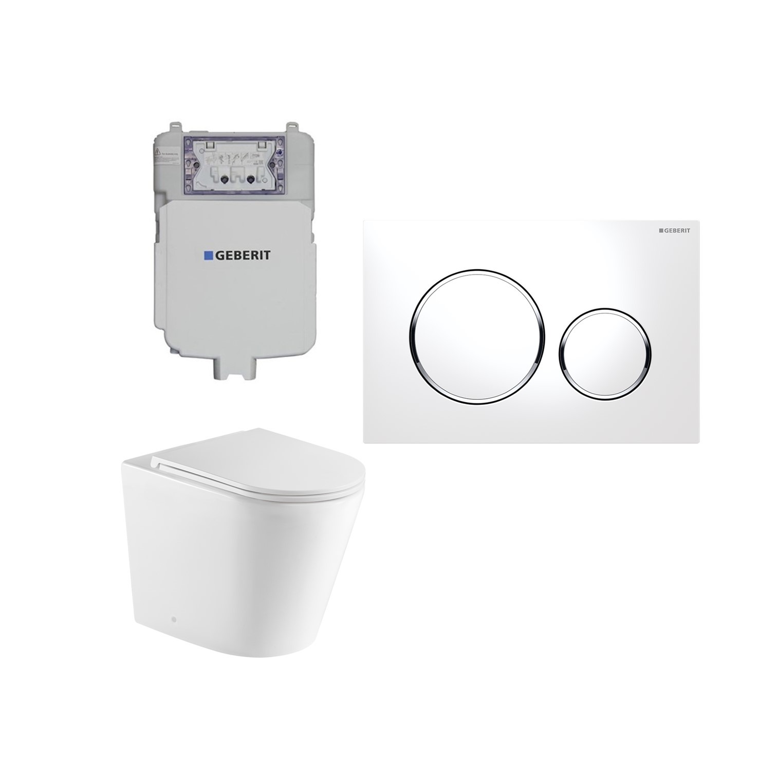 Geberit Sigma 8 Aluca Tornado Rimless In Wall Cistern Toilet Suite with White Button Chrome Trim