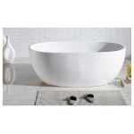 1530x770x560mm Ovia Oval Bathtub Freestanding Acrylic GLOSS White Bath tub NO Overflow