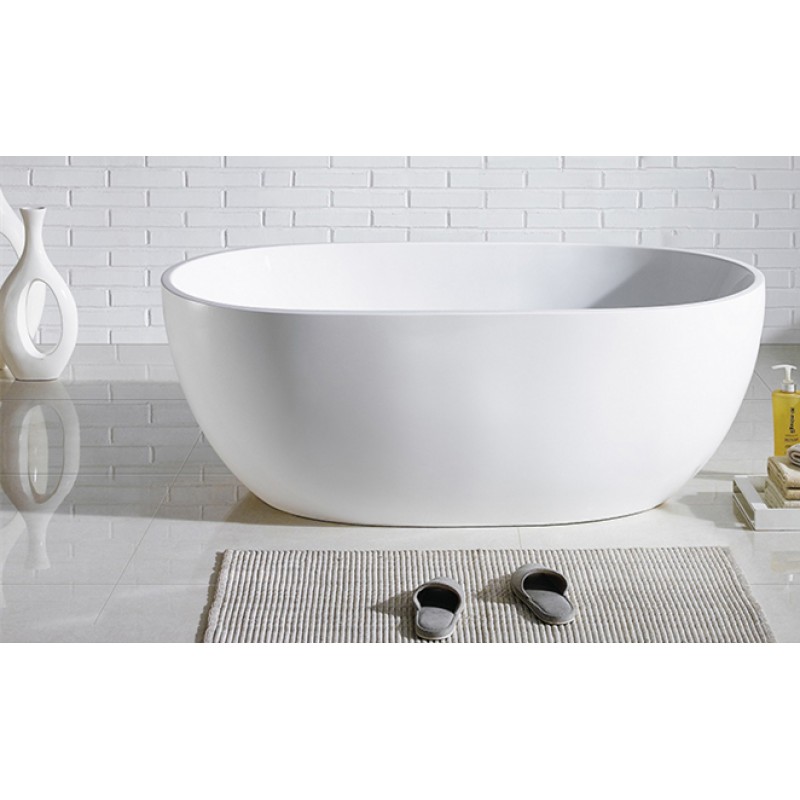 1530x770x560mm Ovia Oval Bathtub Freestanding Acrylic GLOSS White Bath
