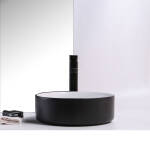 Ovia Art Sandy Matt Black and Matt White Textured Above Counter Basin 360mm x 120mm