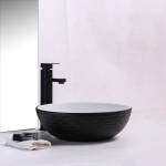 Ovia Art Wavy Matt Black and Matt White Textured Above Counter Basin 400mm x 135mm