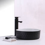 Ovia Art Diamond Matt Black and Matt White Textured Above Counter Basin 360mm x 120mm