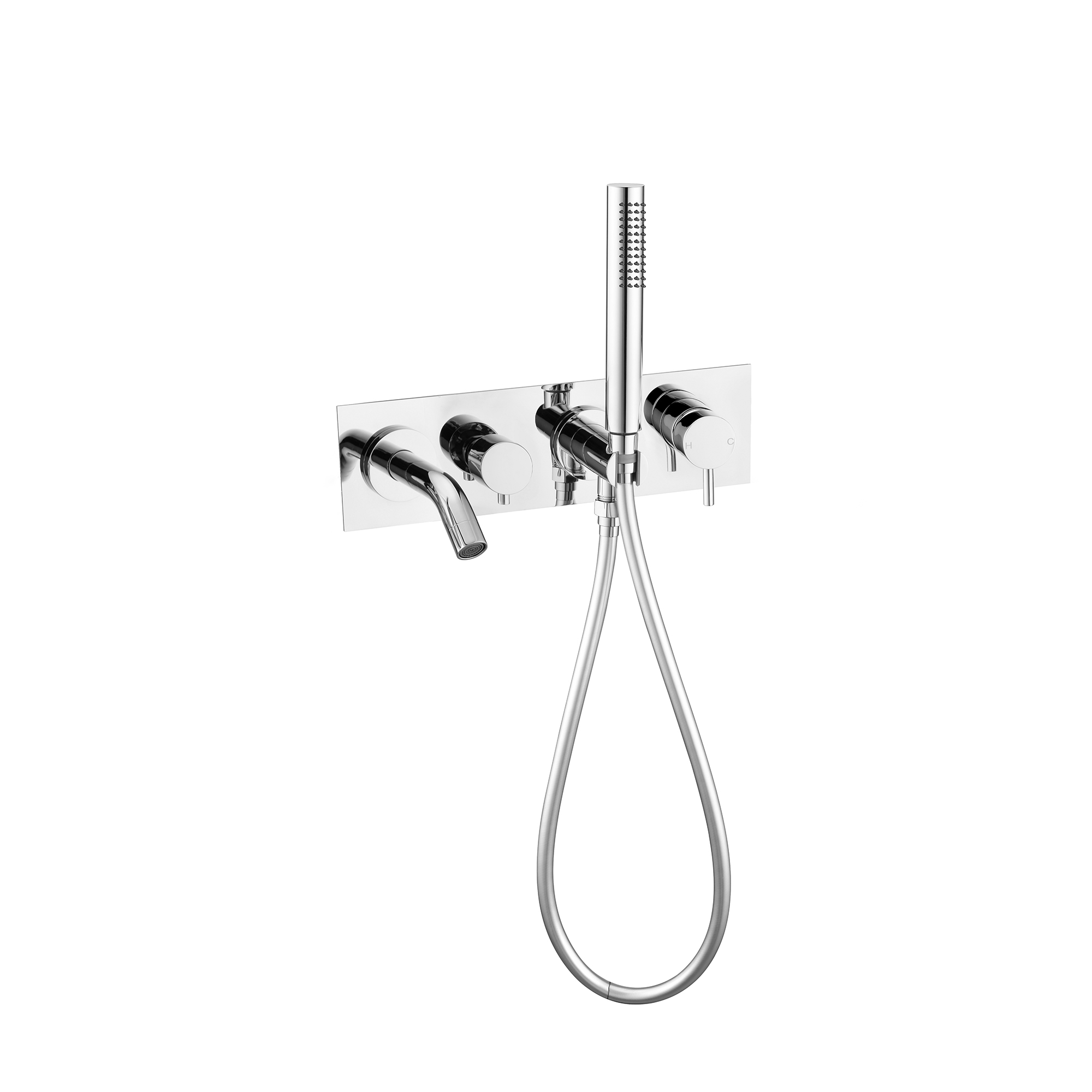 Nero Mecca Wall Mount Bath Mixer with Hand Shower - Chrome
