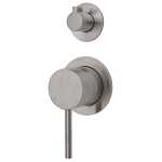 Fienza KAYA Wall Diverter Mixer Brushed Nickel Small Round Plates