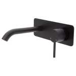 Fienza KAYA Wall Basin Bath Mixer Set Matte Black Square Plate 160mm Outlet