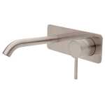 Fienza KAYA Wall Basin Bath Mixer Set Brushed Nickel Square Plate 200mm Outlet