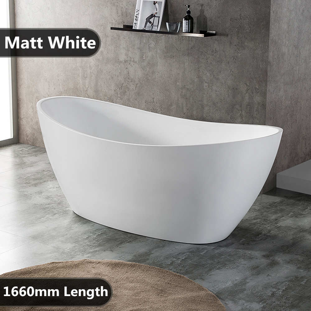 1500x750x680mm Evie Oval Bathtub Freestanding Acrylic Matt White Bath