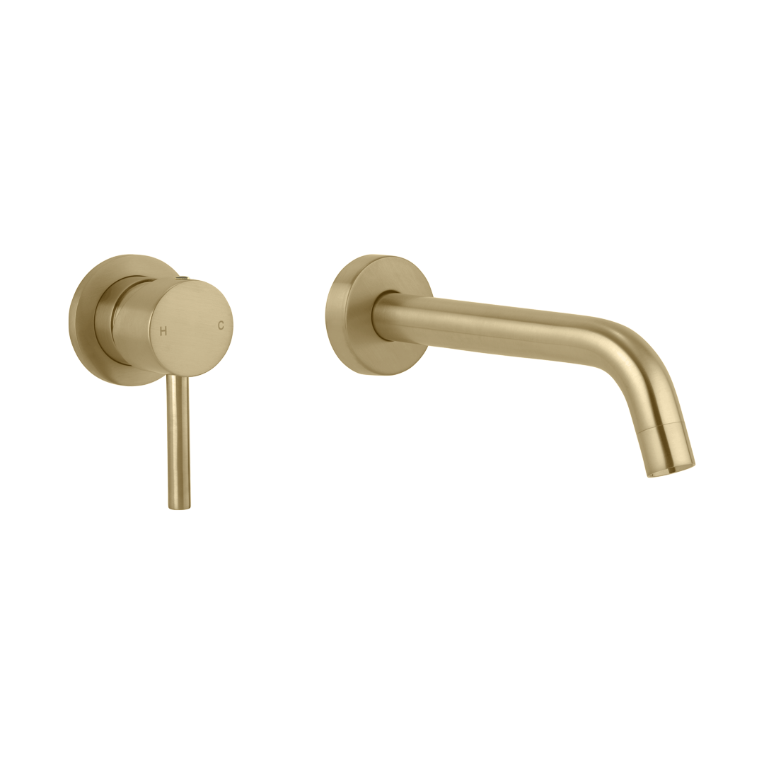Ovia Milan Wall Basin Bath Mixer with 180mm Spout Brushed Gold