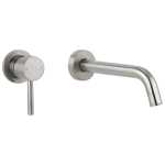Ovia Milan Wall Basin Bath Mixer with 180mm Spout Brushed Nickel