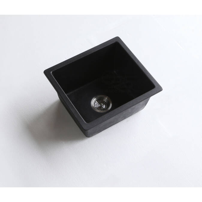 Ovia Black Granite Single Bowl Sink 450x450x230mm
