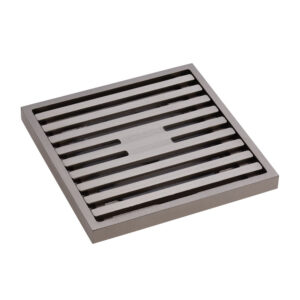 Square Slim Grate Floor Waste, 88mm Outlet, Brushed Nickel