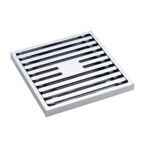 Square Slim Grate Floor Waste, 88mm Outlet, Chrome