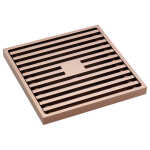 Square Slim Grate Floor Waste, 88mm Outlet, Rose Gold