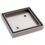 Square Tile Bed Floor Waste, 90mm Outlet, Brushed Nickel