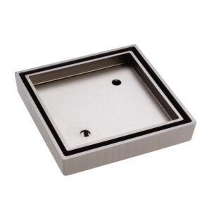 Square Tile Bed Floor Waste, 90mm Outlet, Brushed Nickel