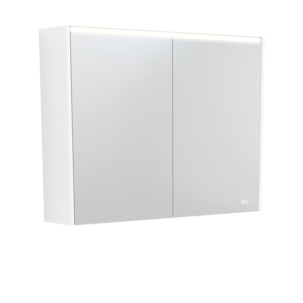 900 LED Mirror Cabinet with Satin White Side Panels