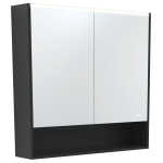 900 LED Mirror Cabinet with Display Shelf, Satin Black