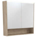 900 LED Mirror Cabinet with Display Shelf, Scandi Oak