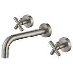 Modern National Cross Handle Ryker Bath/Wall Basin Set 1/4 Turn Warm Brushed Nickel