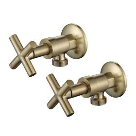 Cross Handle Ryker Washing Machine Set 1/4 Turn Brushed Bronze Gold