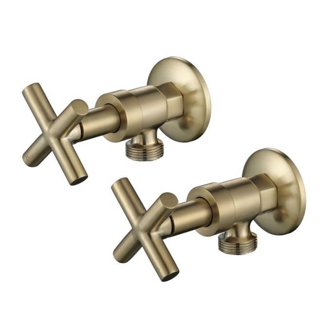 Cross Handle Ryker Washing Machine Set 1/4 Turn Brushed Bronze Gold
