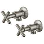 Modern National Cross Handle Ryker Washing Machine Set 1/4 Turn Warm Brushed Nickel