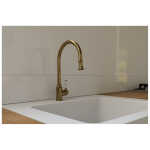 Linsol Brushed Brass Gold Tommy Pull Out Down Provincial Federation Kitchen Mixer