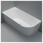 Ovia Matte White 1500mm Left Hand Corner Bath Tub No Overflow