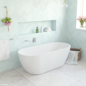 Ovia Egg Freestanding Bathtub 1530mm – Gloss White – No Overflow – Clearance