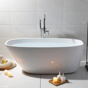 ATHENIA Freestanding Acrylic Bath Gloss White